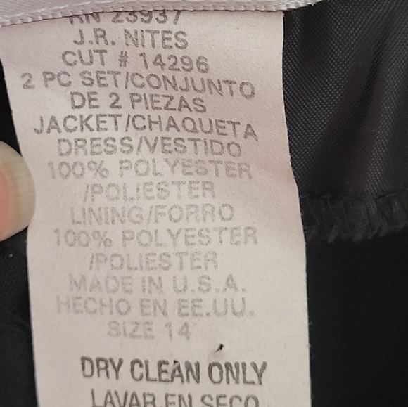 JR Nites by Caliendo 2 Piece Dress Knee Length Bolero Jacket Black Lace Rosette - Picture 12 of 12